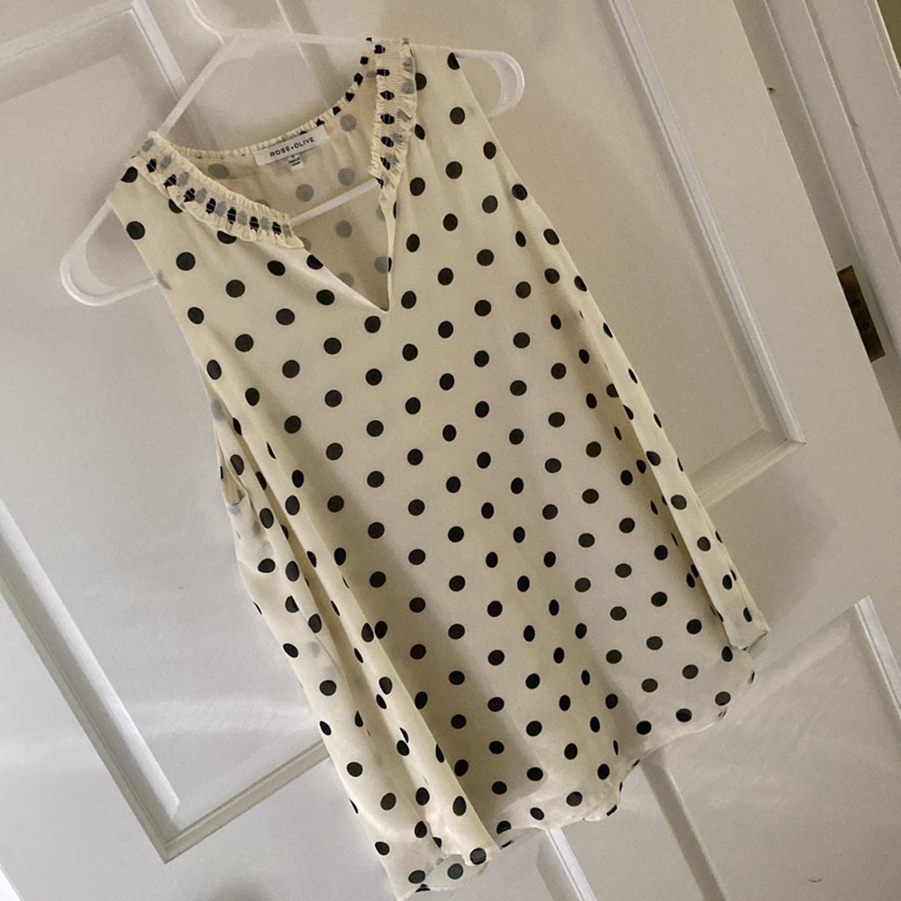 Rose and Olive sleeveless polka dot top